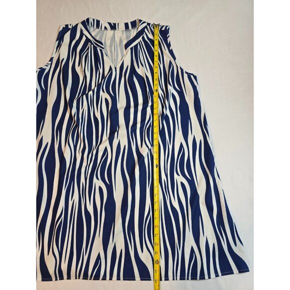 Womens Blue and White lightweight Sleeveless dress size 5XL Poly Spandex blend - Picture 11 of 12